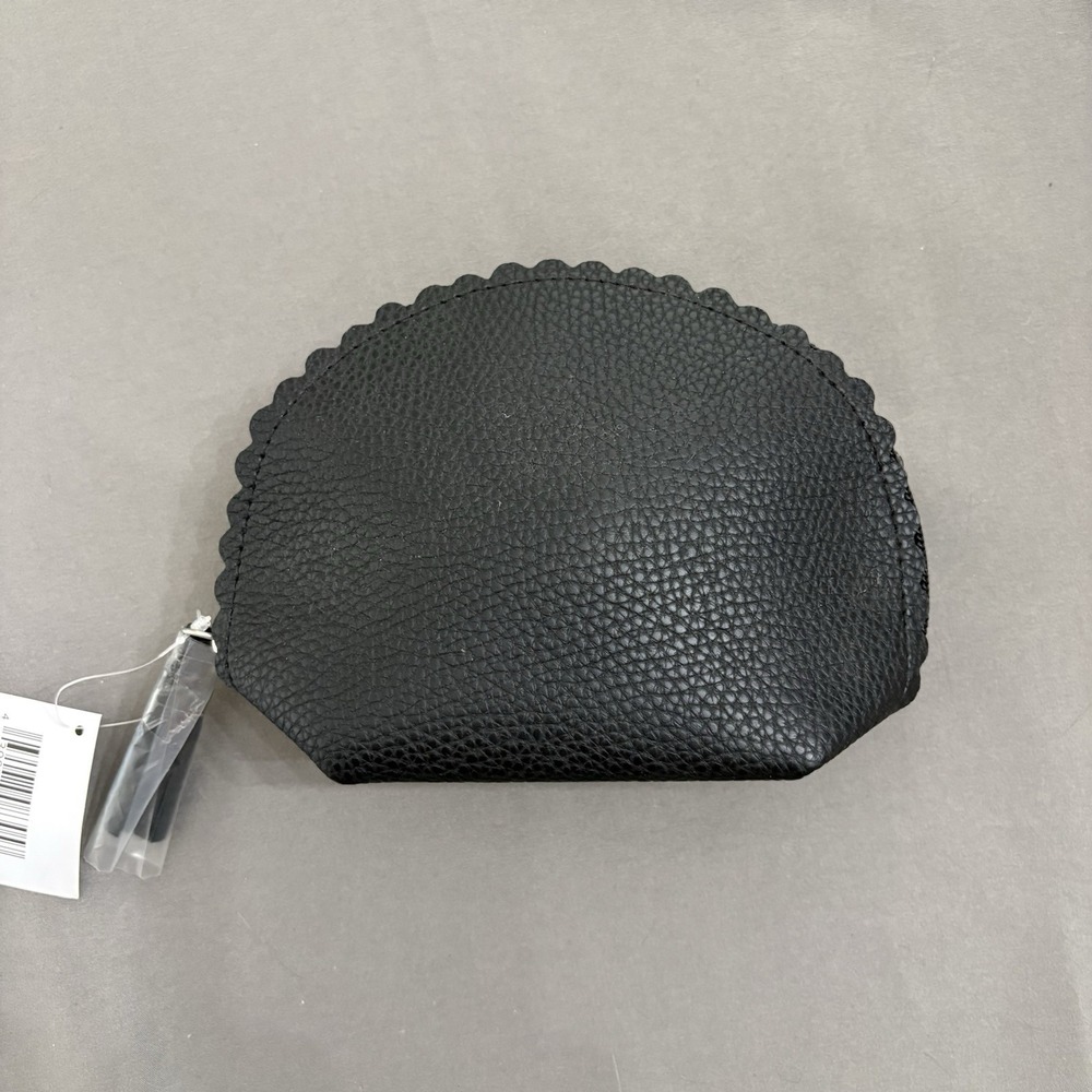 NEW Nordstrom Black Beauty Scalloped Edge Half-Moon Dome Cosmetic Bag Makeup Bag